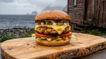 The Ultimate King Crab Burger: Sizzling Seafood Over Open Fire