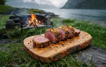 Crispy Fried Venison: The Best Epic Campfire Recipe 5 Sliced crispy fried venison with a golden panko and feta crust on a white plate
